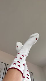 Pilates Socken aus Baumwolle I Ruffle Heart Rot