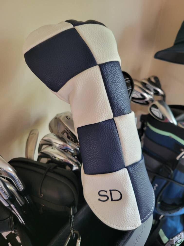Customer photo of the Checkerboard Personalized Golf Driver Head Cover personalized gift from Groovy Guy Gifts, shared in a five star review by Scott D.