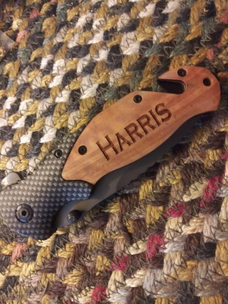 Customer photo of the Elite Carbon personalized gift from Groovy Guy Gifts, shared in a five star review by Amanda H.