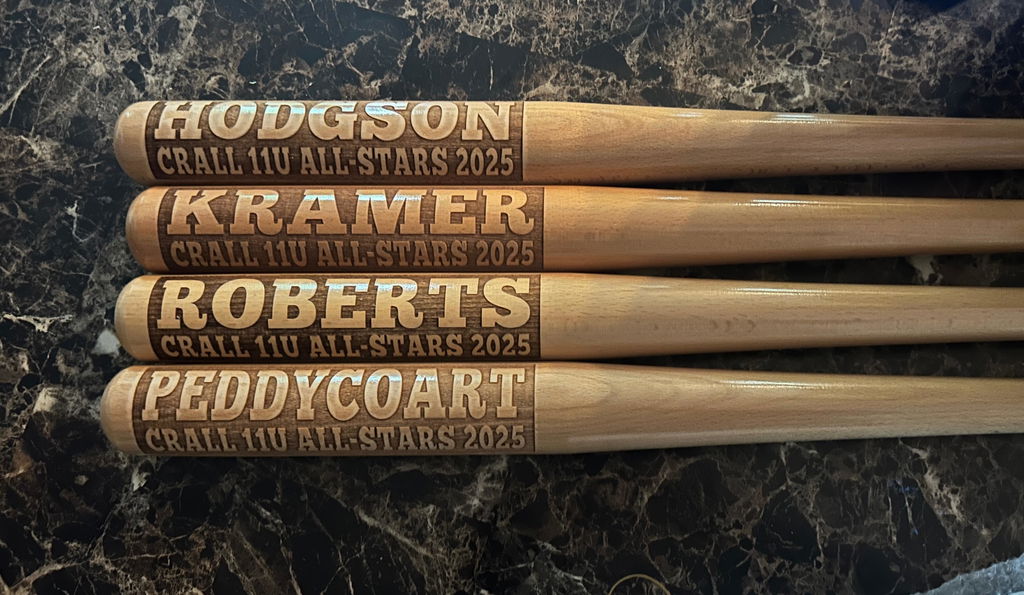 Customer photo of the Custom Engraved Baseball Bat personalized gift from Groovy Guy Gifts, shared in a five star review by Alissa Y.