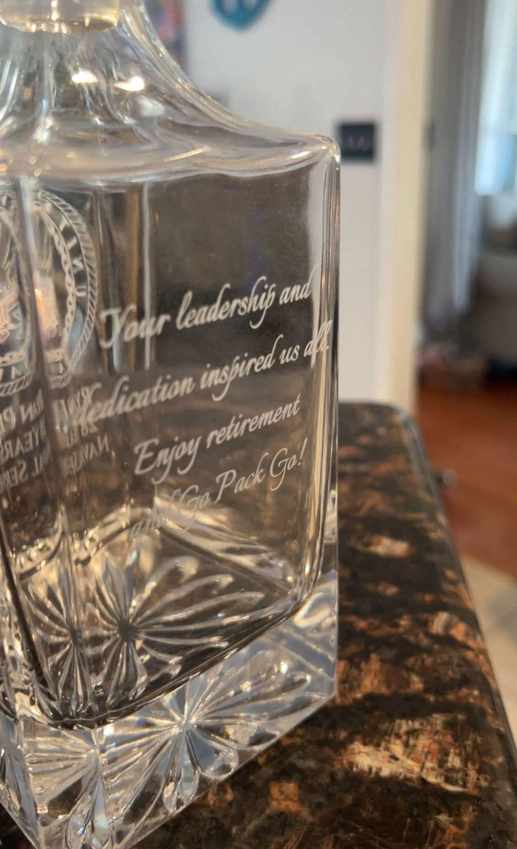 Customer photo of the Service & Honor Personalized Military Whiskey Decanter Set personalized gift from Groovy Guy Gifts, shared in a five star review by Ryan P.