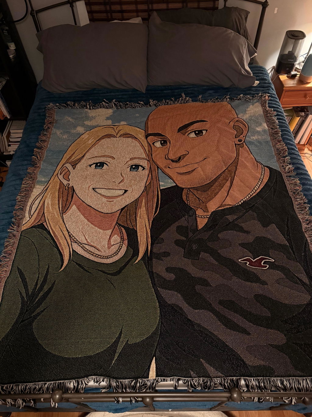 Customer photo of the Custom Anime Blanket personalized gift from Groovy Guy Gifts, shared in a five star review by Bobbi-Jo B.