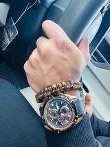 Men's TIGER EYE Double Bead Bracelet