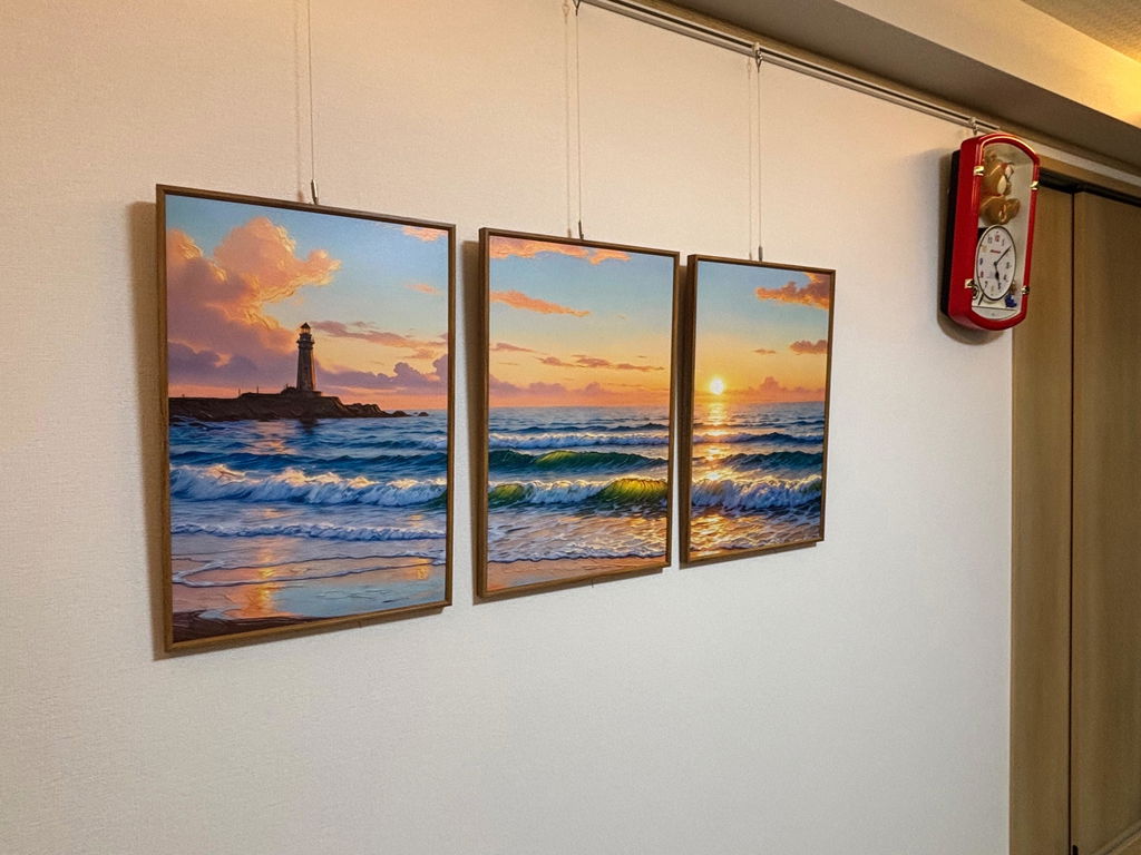 【壁セレブ】アートパネル 光の海岸線 3枚セット