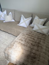 🏷️CLEARANCE SALE | EASTWOOD Silver Linen and White Cross Cushion Cover 30 cm by 50 cm