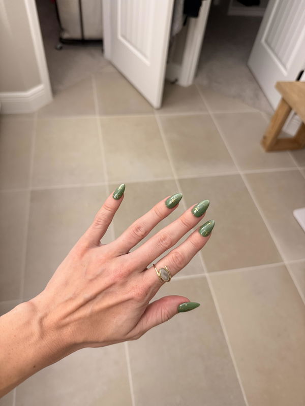 Customer photo of Handora Mystic Sage Celestial press-on nails from a 4-star verified review