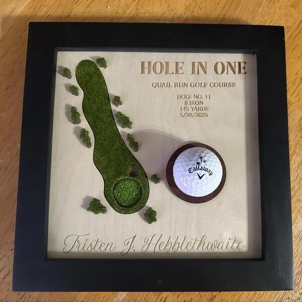 Custom Hole In One Display with 3D Golf Hole Layout