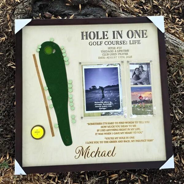 Custom Hole In One Display with 3D Golf Hole Layout