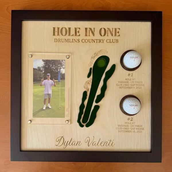 Custom Hole In One Display with 3D Golf Hole Layout