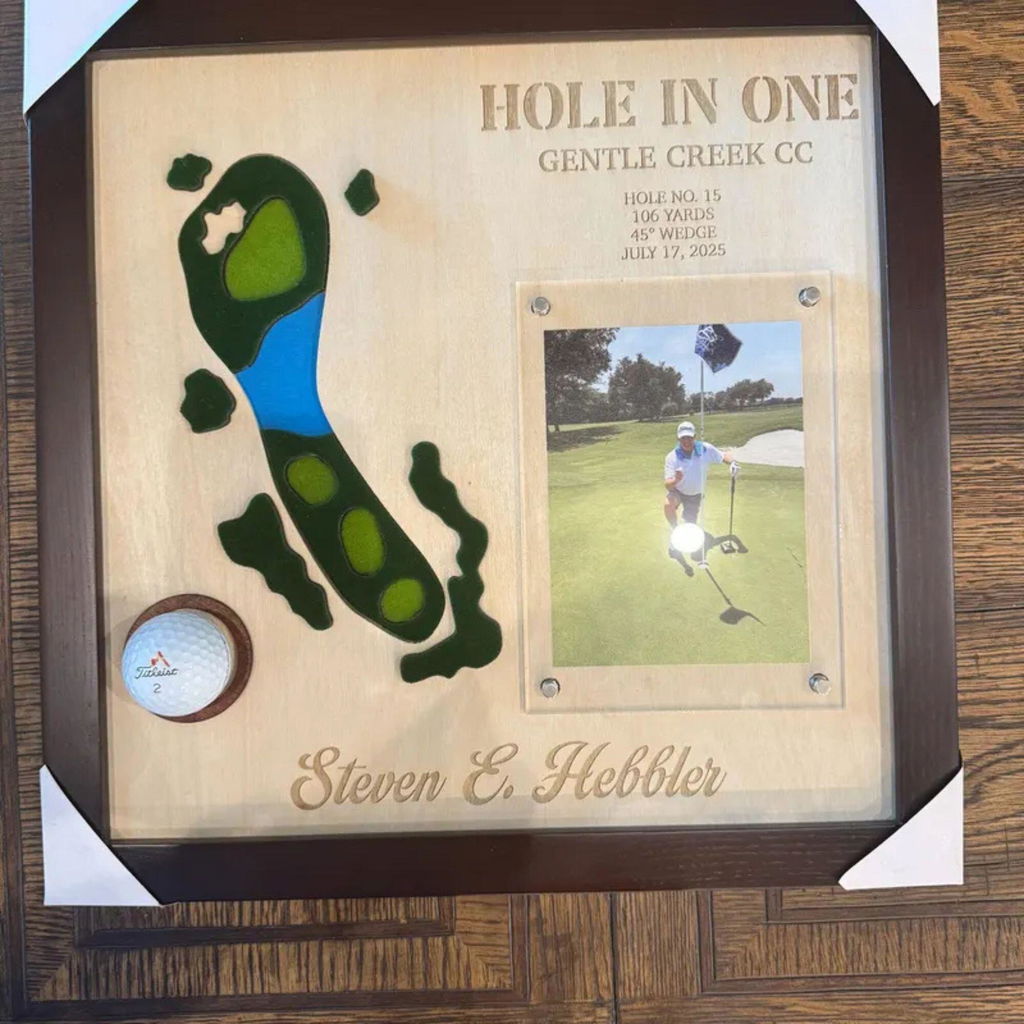 Custom Hole In One Display with 3D Golf Hole Layout