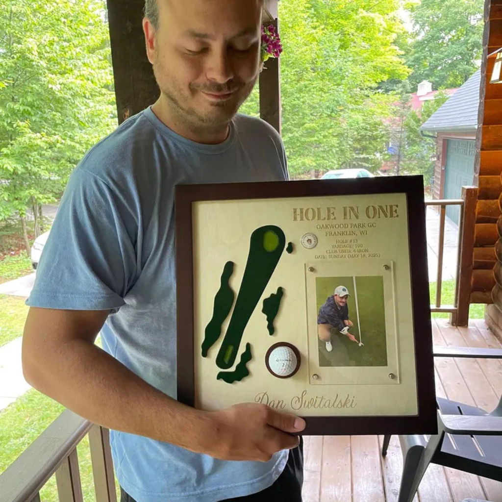Custom Hole In One Display with 3D Golf Hole Layout