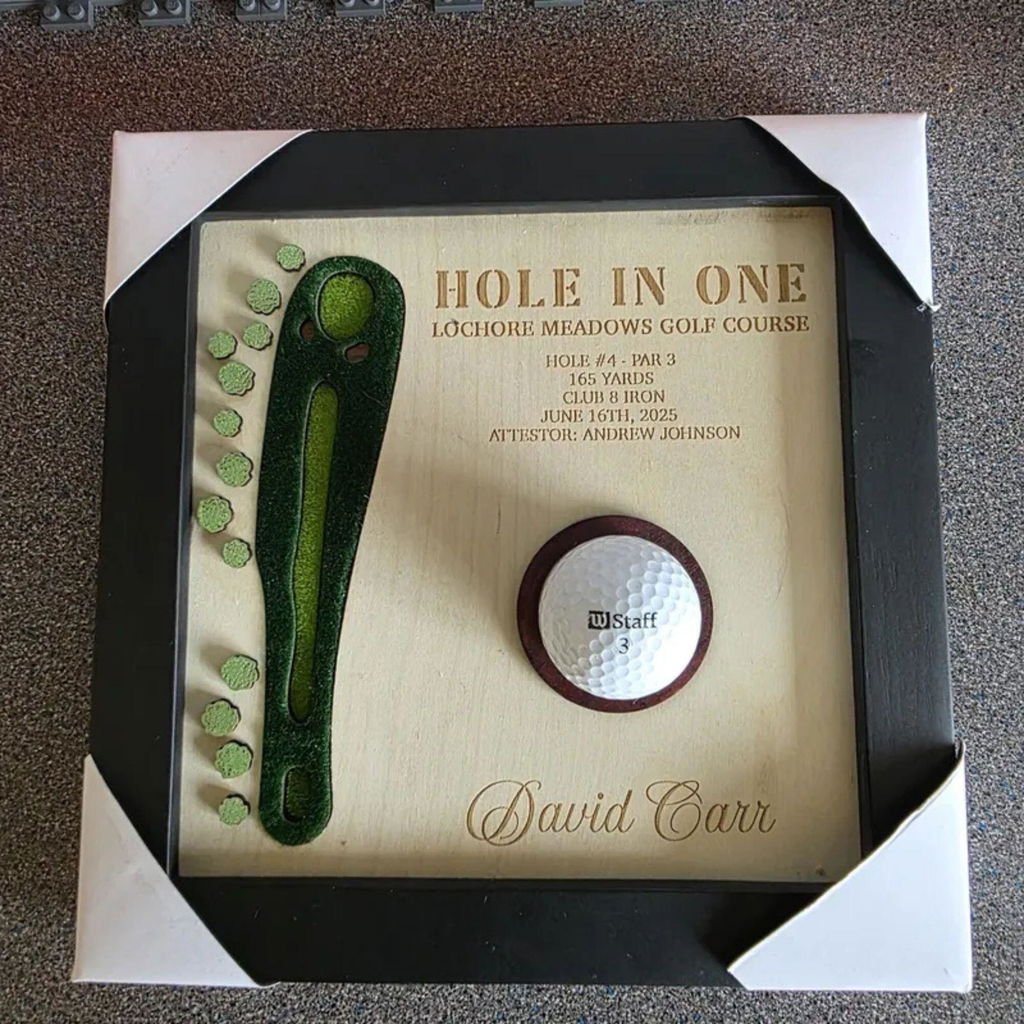 Custom Hole In One Display with 3D Golf Hole Layout