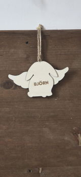 Suspension "ANGE" 🕊️ -  Lapin + Gravure personnalisée