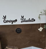 Découpe en bois de prénom lapin