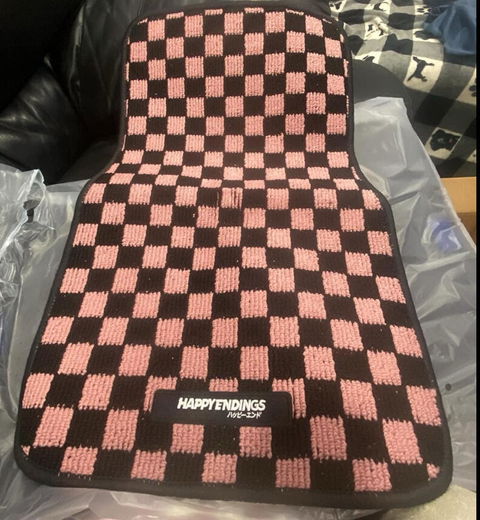 Baby Pink Checkerboard Floor Mats – Front