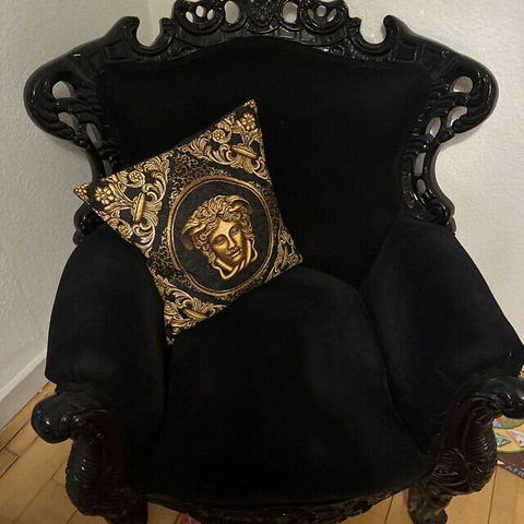 Luxury Black & Gold Baroque Tapestry Pillowcase – Medusa Design