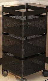 HAVAI 2 Tier Square Rolling Kitchen Storage Rack | Sturdy Metal Frame| Space-Saving Utility Shelf – Black