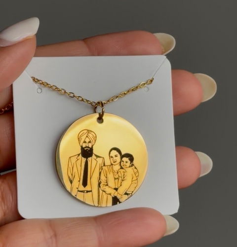 Round Custom Engraved Photo Necklace