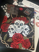 Skull + Roses Book Sleeve, 5 Stickers, 3 Bookmarks and 3 Checklists Dark Romance Bundle