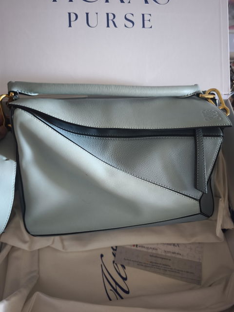 Loewe puzzle bag mediano tricolor sky baby blue