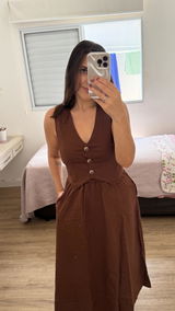 Conjunto de Linho Catarina Colete e Saia