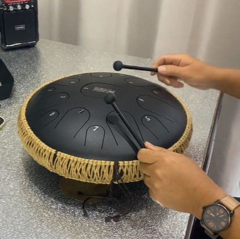 Hluru® Flagship Series | 15 Notes 14" Microalloyed Steel Tongue Drum | Deep Resonant Tone with Classic Finish
