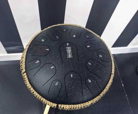 Hluru® Flagship Series | 15 Notes 14" Microalloyed Steel Tongue Drum | Deep Resonant Tone with Classic Finish