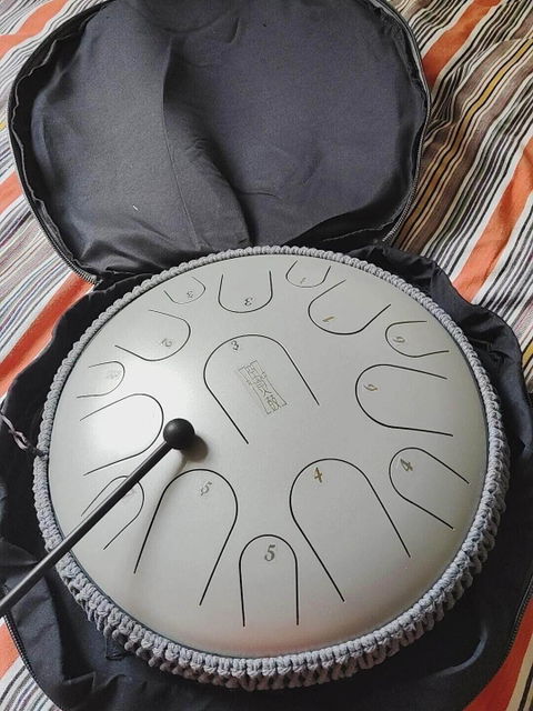 Buy One Get One Free - HLURU Tongue Drum Flagship Duo - Microalloyed Steel 14" 15 Note Flagship and 6" 8 Note High Pitch Extension Tongue Drum [Engravable]