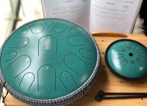 Buy One Get One Free - HLURU Tongue Drum Flagship Duo - Microalloyed Steel 14" 15 Note Flagship and 6" 8 Note High Pitch Extension Tongue Drum [Engravable]