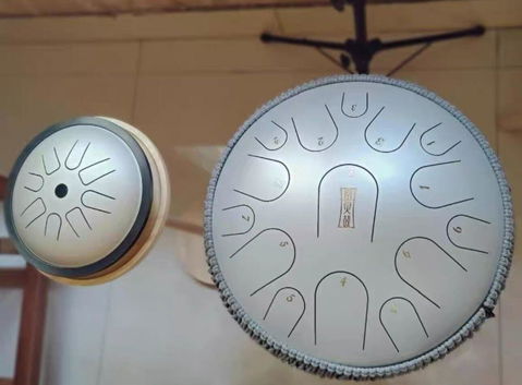 Buy One Get One Free - HLURU Tongue Drum Flagship Duo - Microalloyed Steel 14" 15 Note Flagship and 6" 8 Note High Pitch Extension Tongue Drum [Engravable]