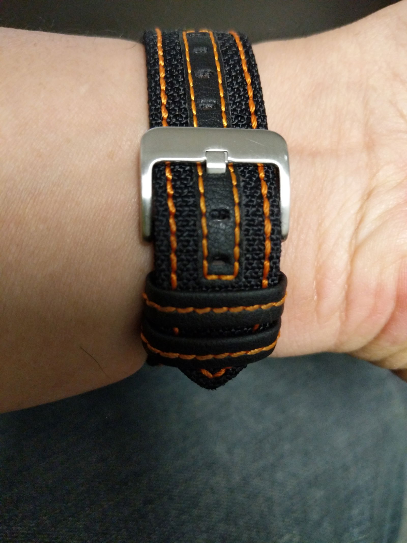 Hadley-Roma Black and Red-Stitch Kevlar Watch Band Strap
