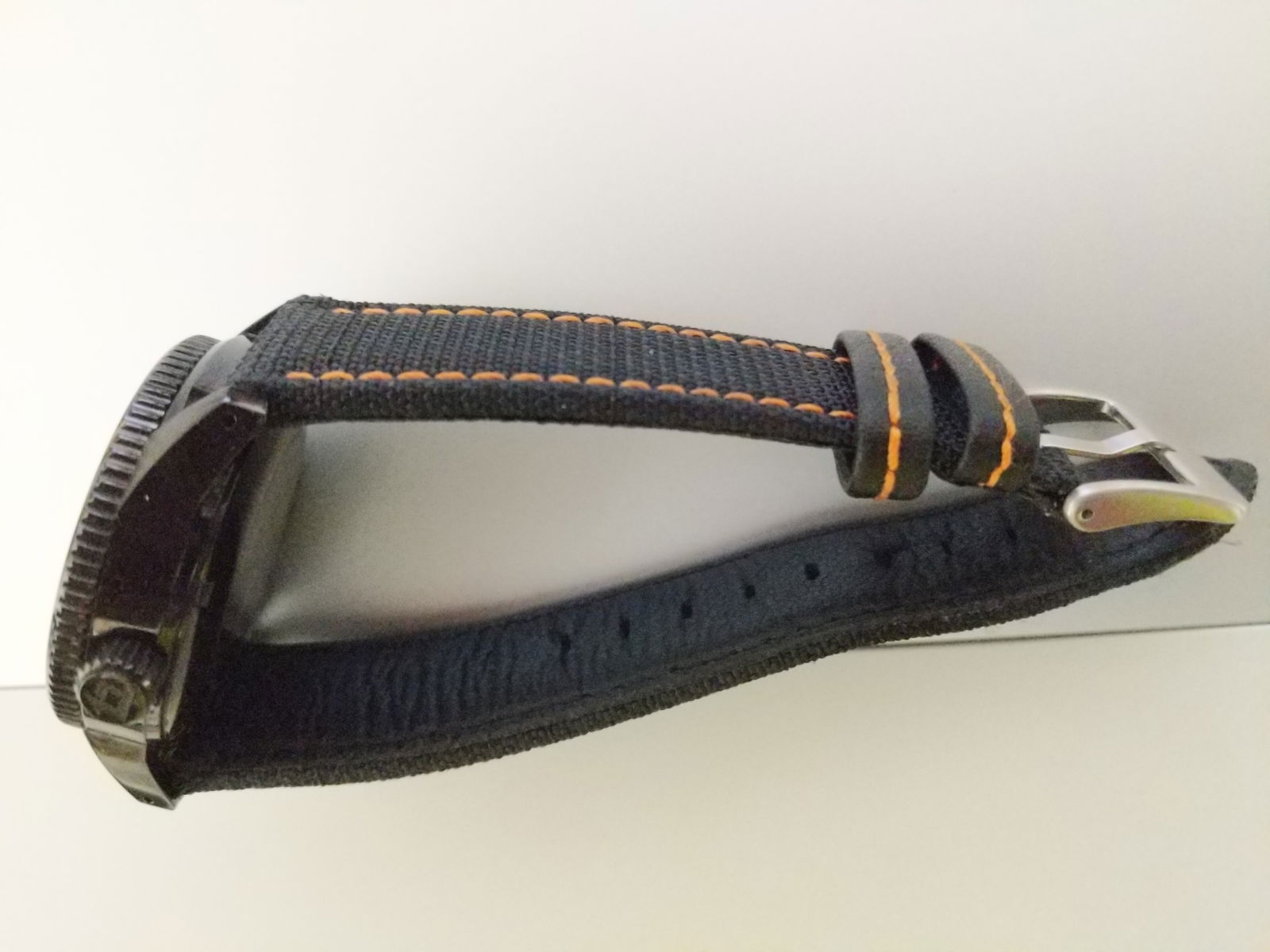 Hadley-Roma Black and Red-Stitch Kevlar Watch Band Strap