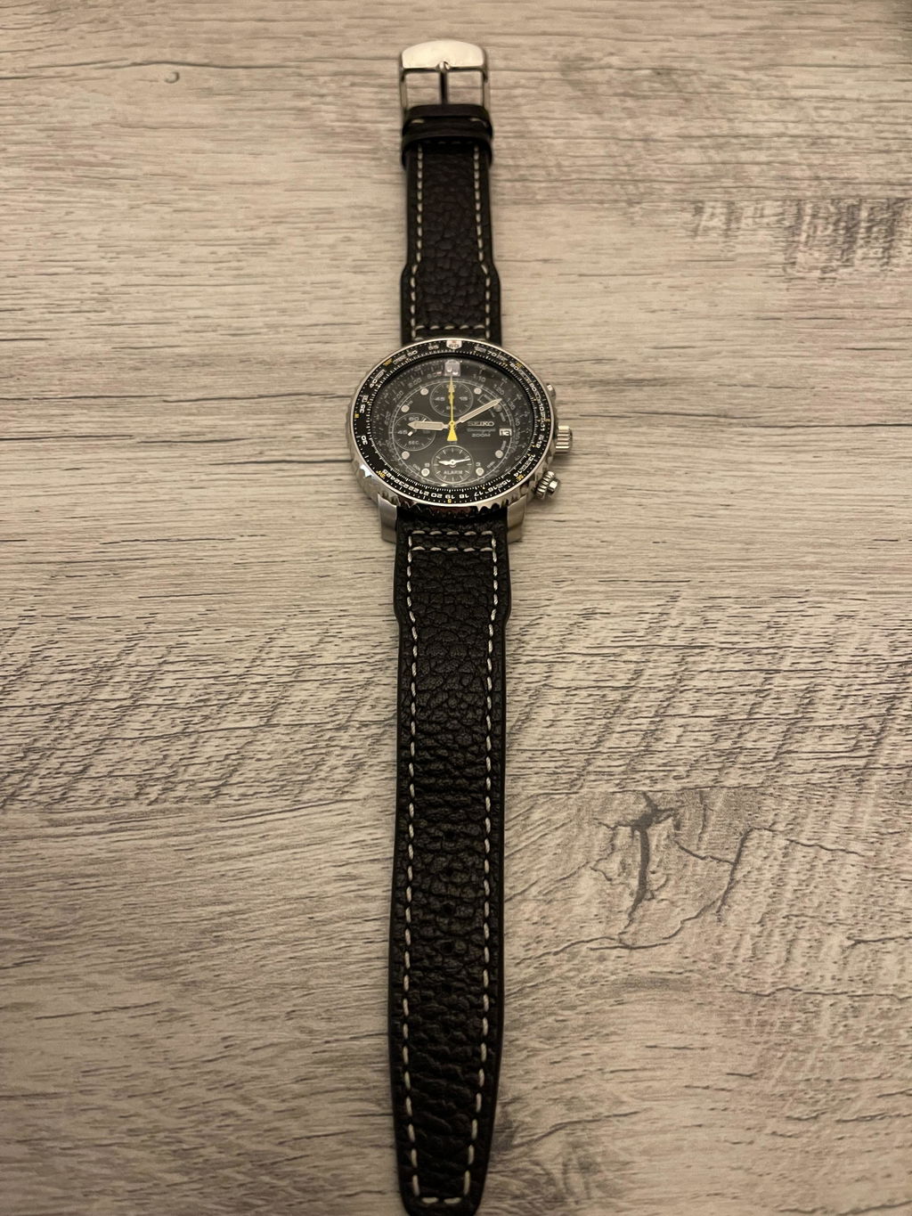 RIOS1931 Typhoon Black Buffalo Leather Watch Band Strap