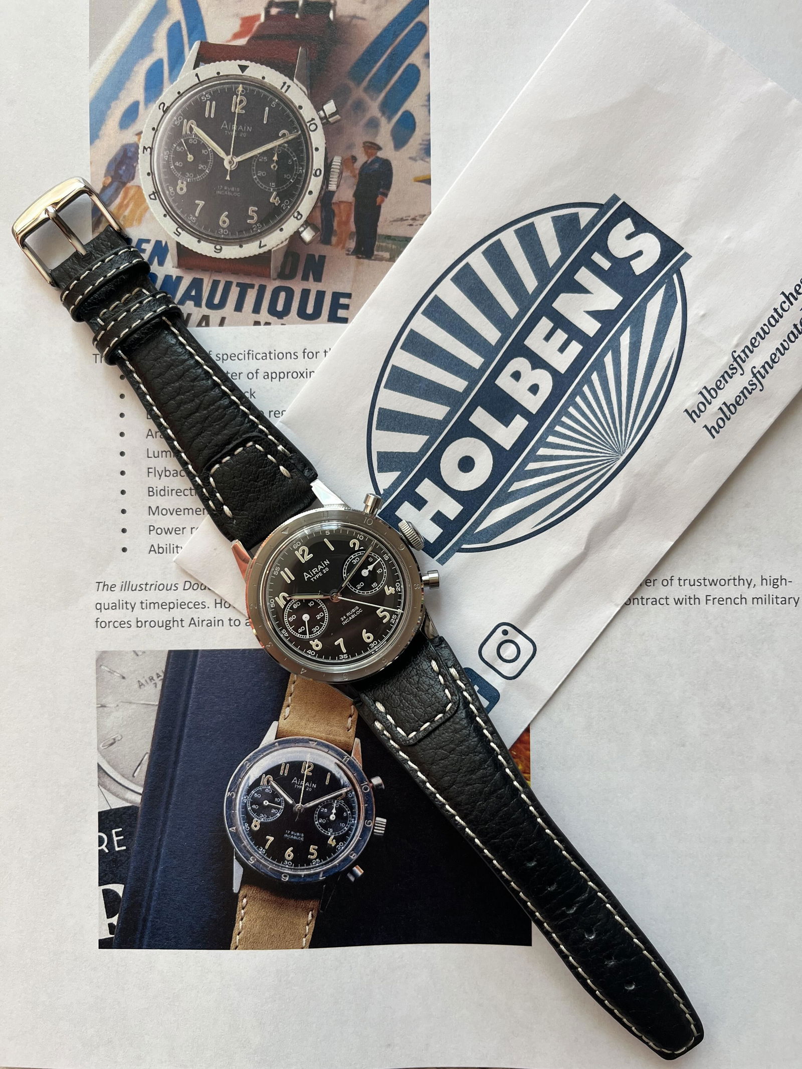 RIOS1931 Nature Black Buffalo Leather Watch Band Strap
