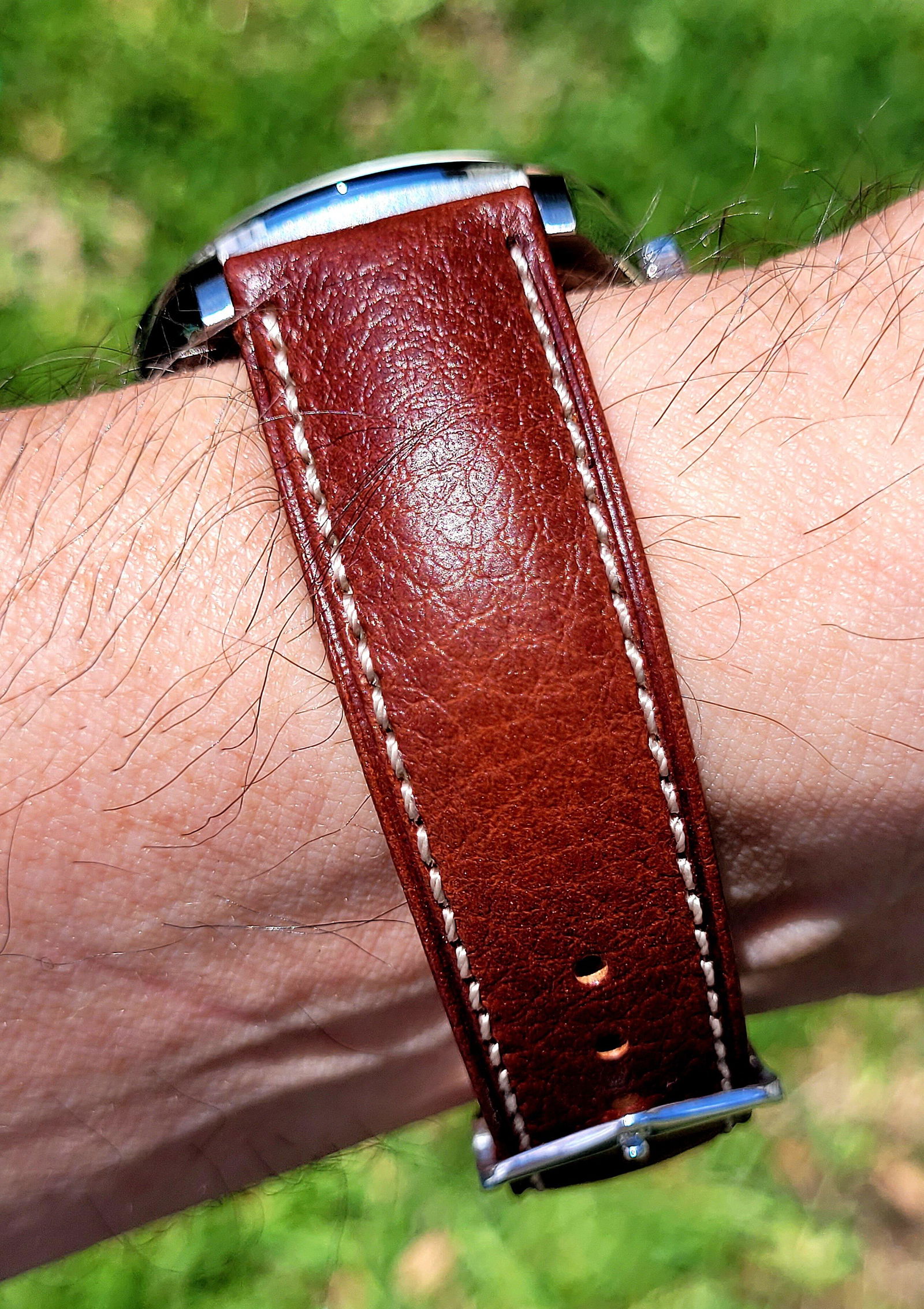 Hirsch Boston Gold-Brown Leather Quick-Release Watch Strap