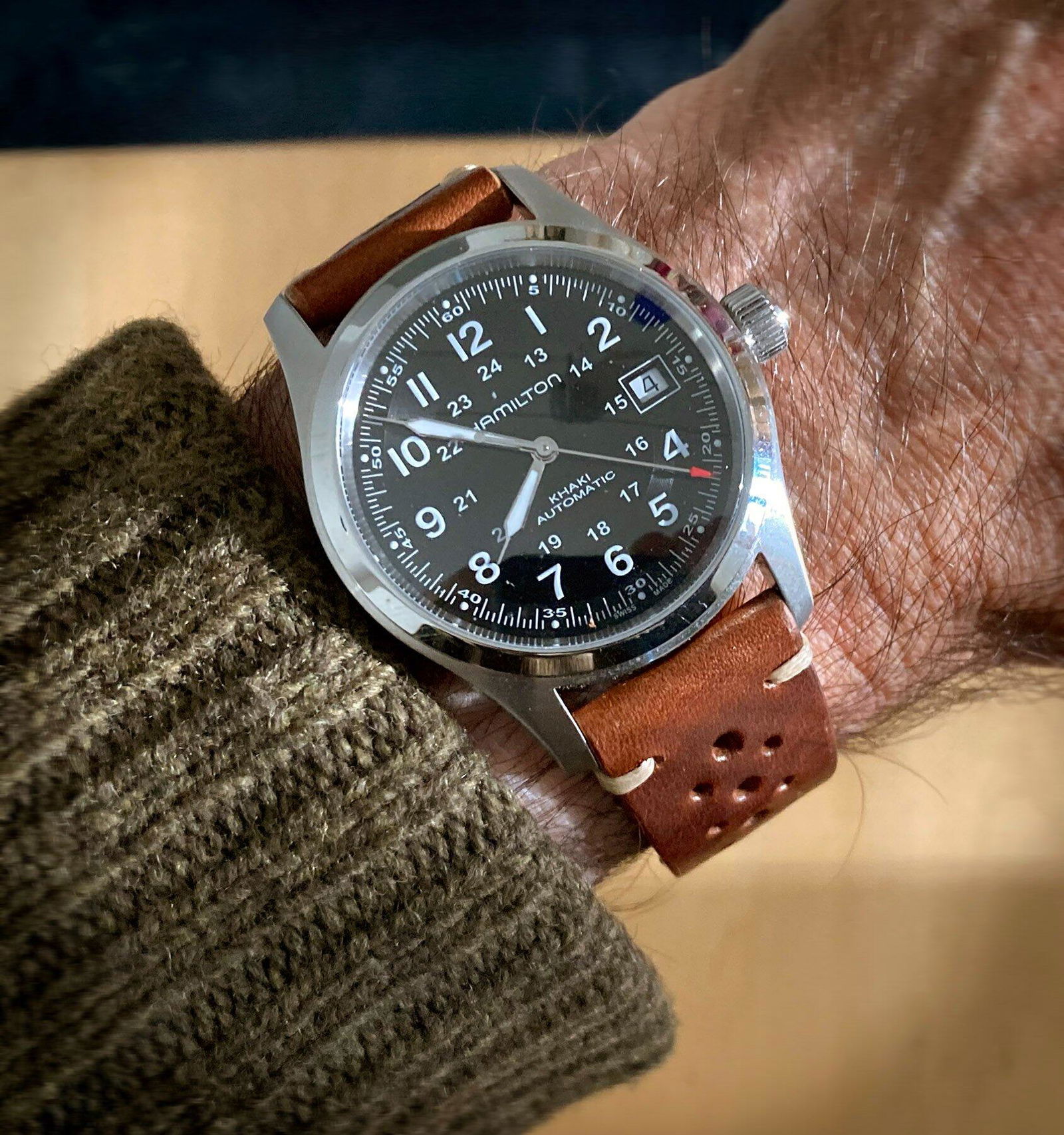 Fluco Hunter Racing Brown Quick-Release Leather Watch Strap