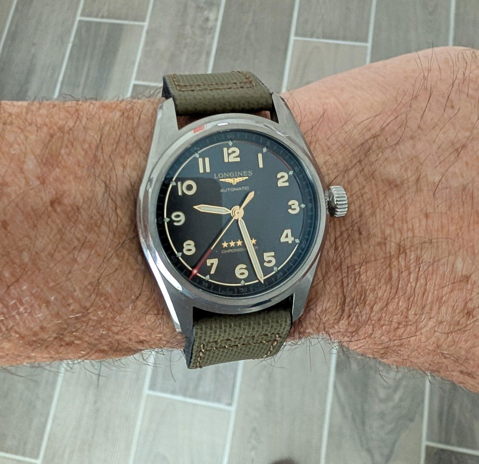 Fluco Pilot Black Quick-Release Leather Watch Band Strap