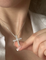 925 Sterling Silver Crystal Cross Necklace