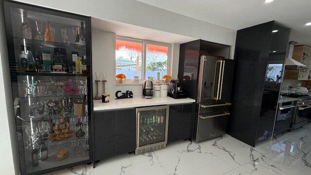 ZLINE 24-Inch Monument Autograph Edition 154 Can Beverage Fridge in Stainless Steel with Champagne Bronze Accents (RBVZ-US-24-CB)
