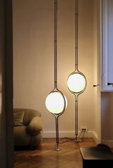 Garreau Globe Bauhaus Floor-to-Ceiling Lamp Duo- Replica 70s‘ Design