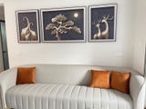 Baxter Leather Rounded Sofa with Orange Chair