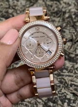 MK Rose Gold Dial Women's Watch For Girl Or Woman MK-5896 Two-Tone Strap Best Gift Watch