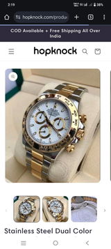 RLX Stainless Steel Dual Color Strap With White Dial Chronograph Watch For Men