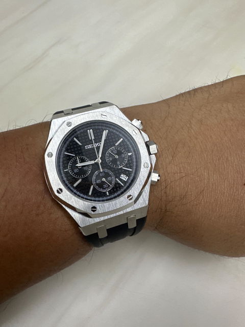 Seiko Mod Royal Oak Black Dial (Rubber Strap)