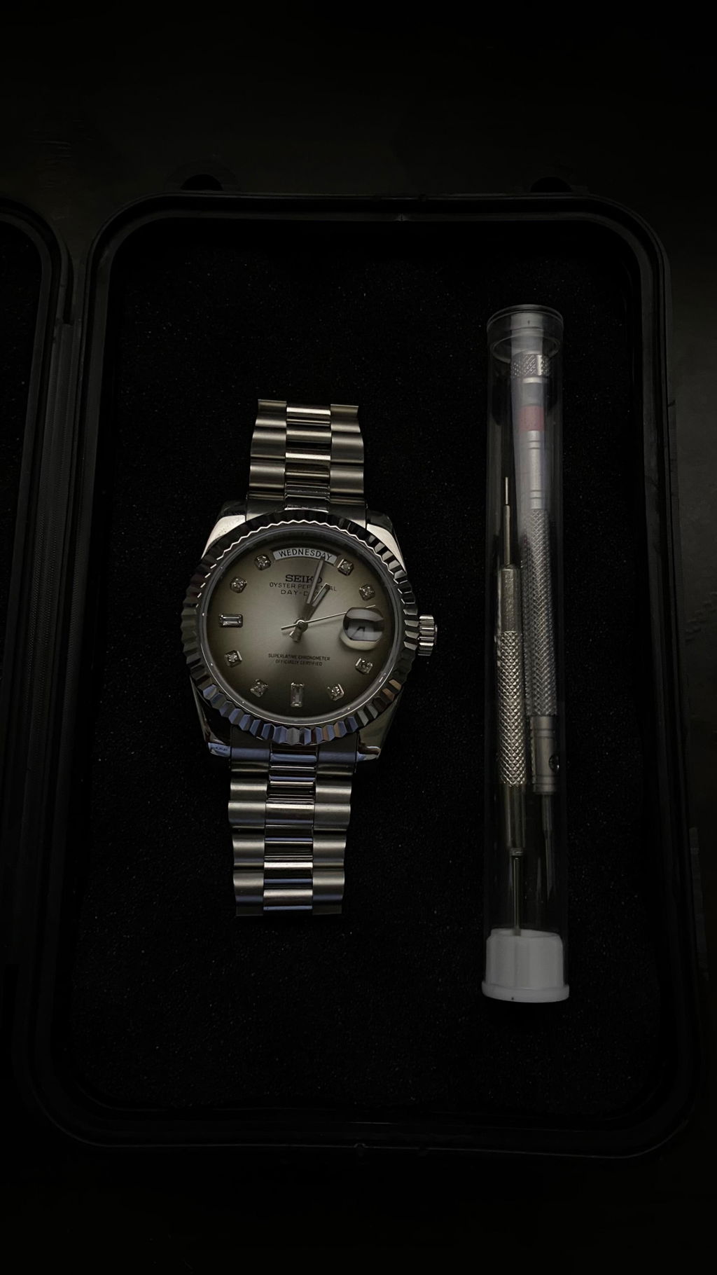 Daydate Black Ombre Crystal Modded Watch