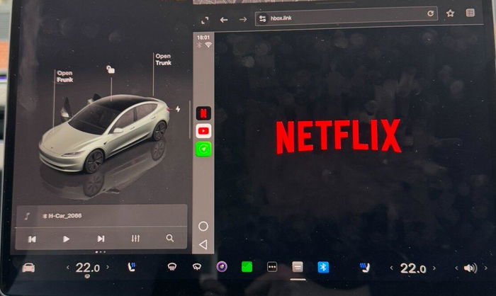 Customer photo of the Space Box running in a Tesla
