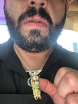 Iced San Judas with Green Diamonds Pendant - Gold