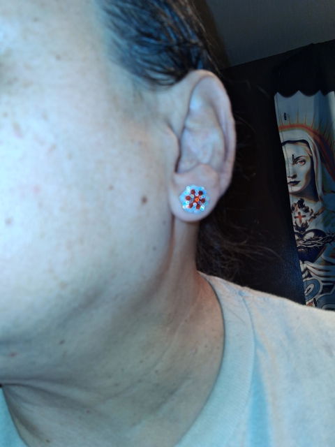 Moissanite Ruby Flower Cluster Stud Earrings