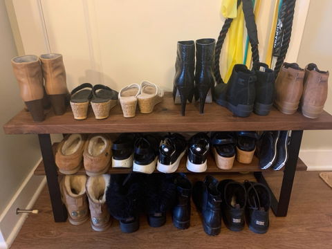 Entry Way Bench - Shoe Storage Bench - Metal Bench Legs