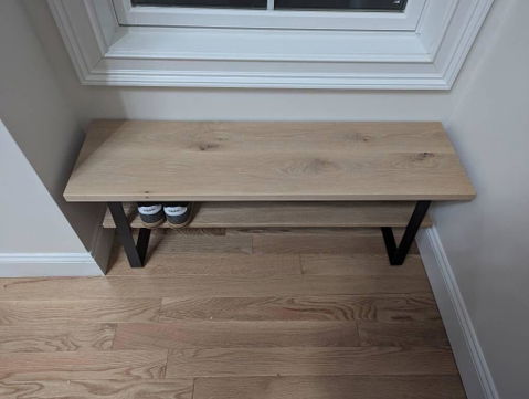 Entry Way Bench - Shoe Storage Bench - Metal Bench Legs